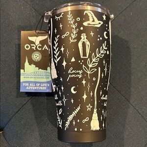 Orca Chaser 27 ounce black Tumbler Halloween Witches Hocus Pocus whale tale